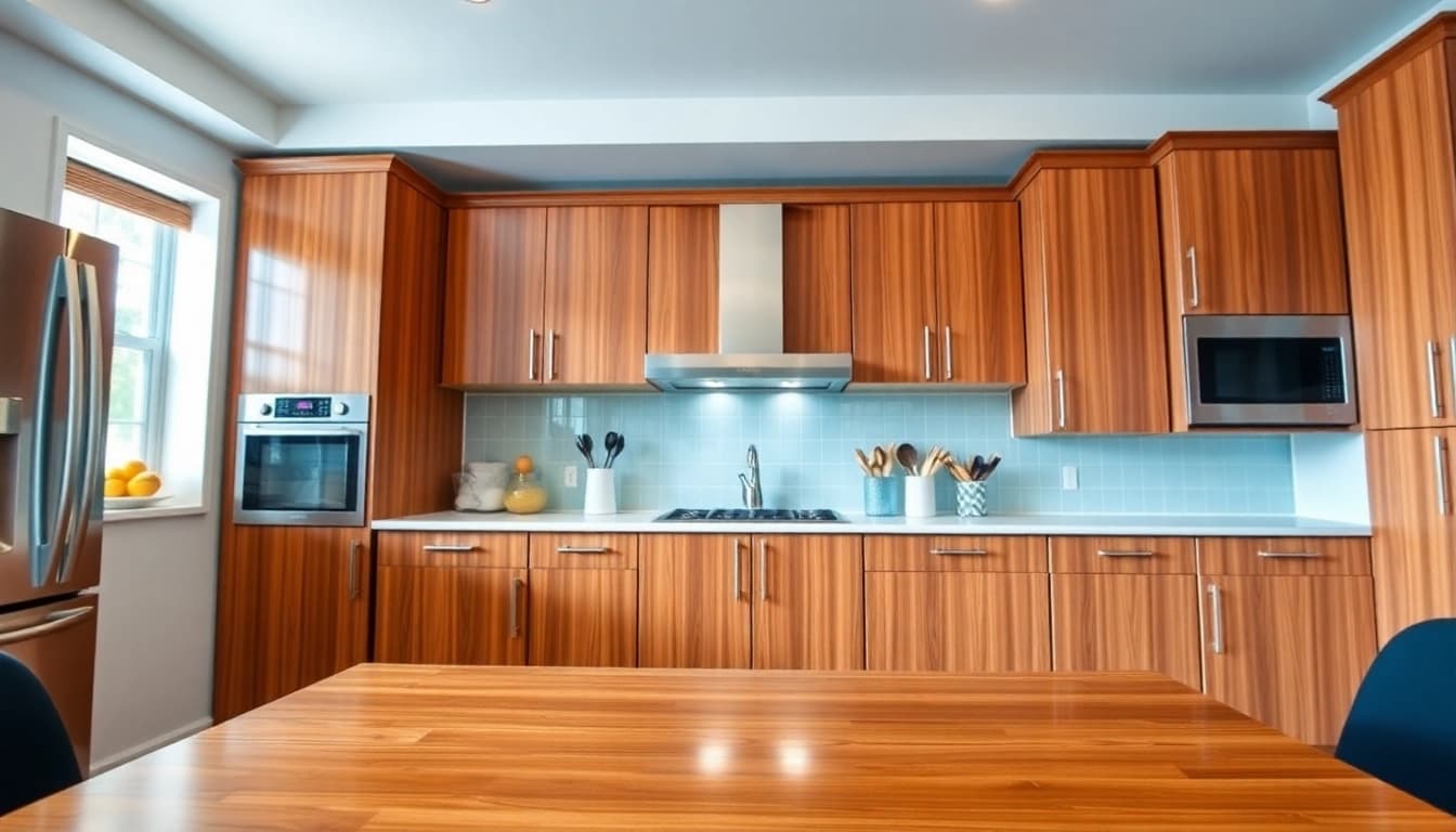 Cabinet Refacing Clearwater FL showcases beautifully modernized kitchen cabinets in a bright setting.
