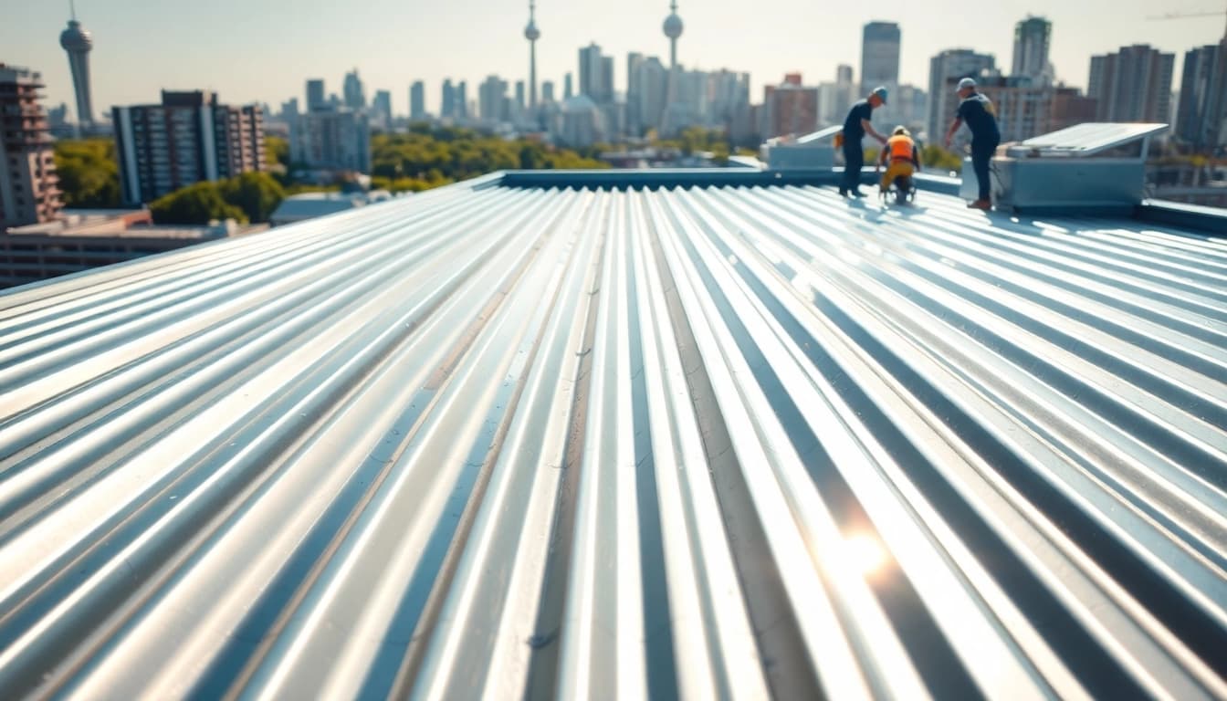 View of metal roofing Toronto installation showcasing skill and craftsmanship.