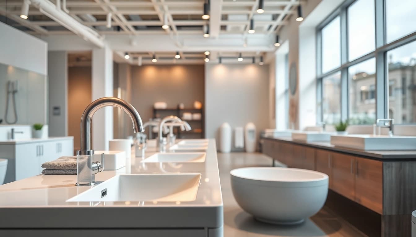 Präsentation von sonni sanitär Produkten in einem modernen Badezimmer mit eleganten Designs.