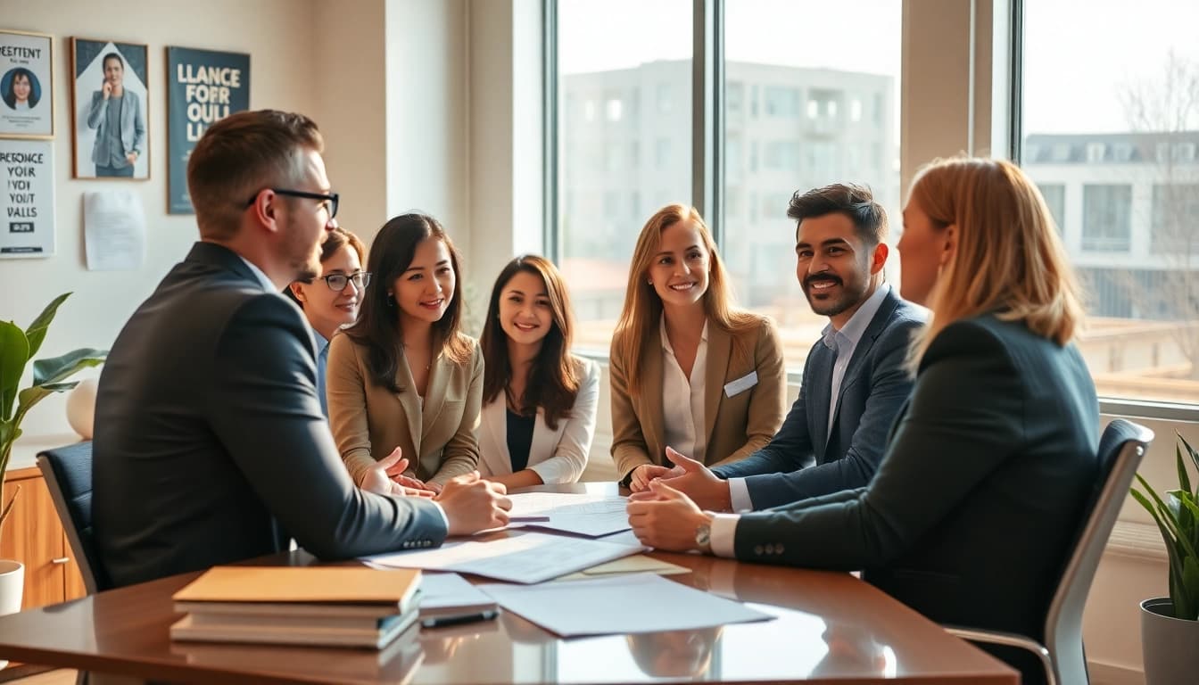 Engaged discussion on how to find my perfect career choice in a modern office setting.
