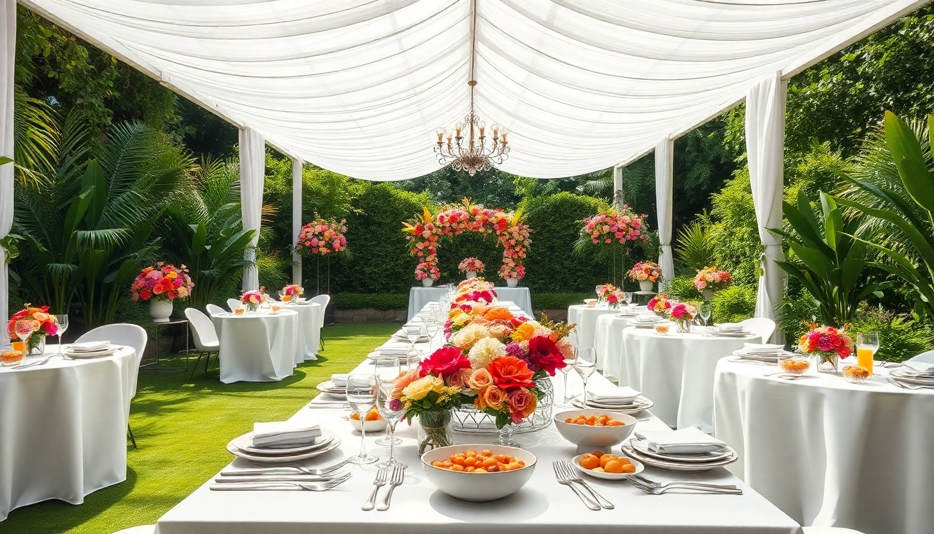 Captivating outdoor cateringhirelondon event showcasing elegant decor in a garden.