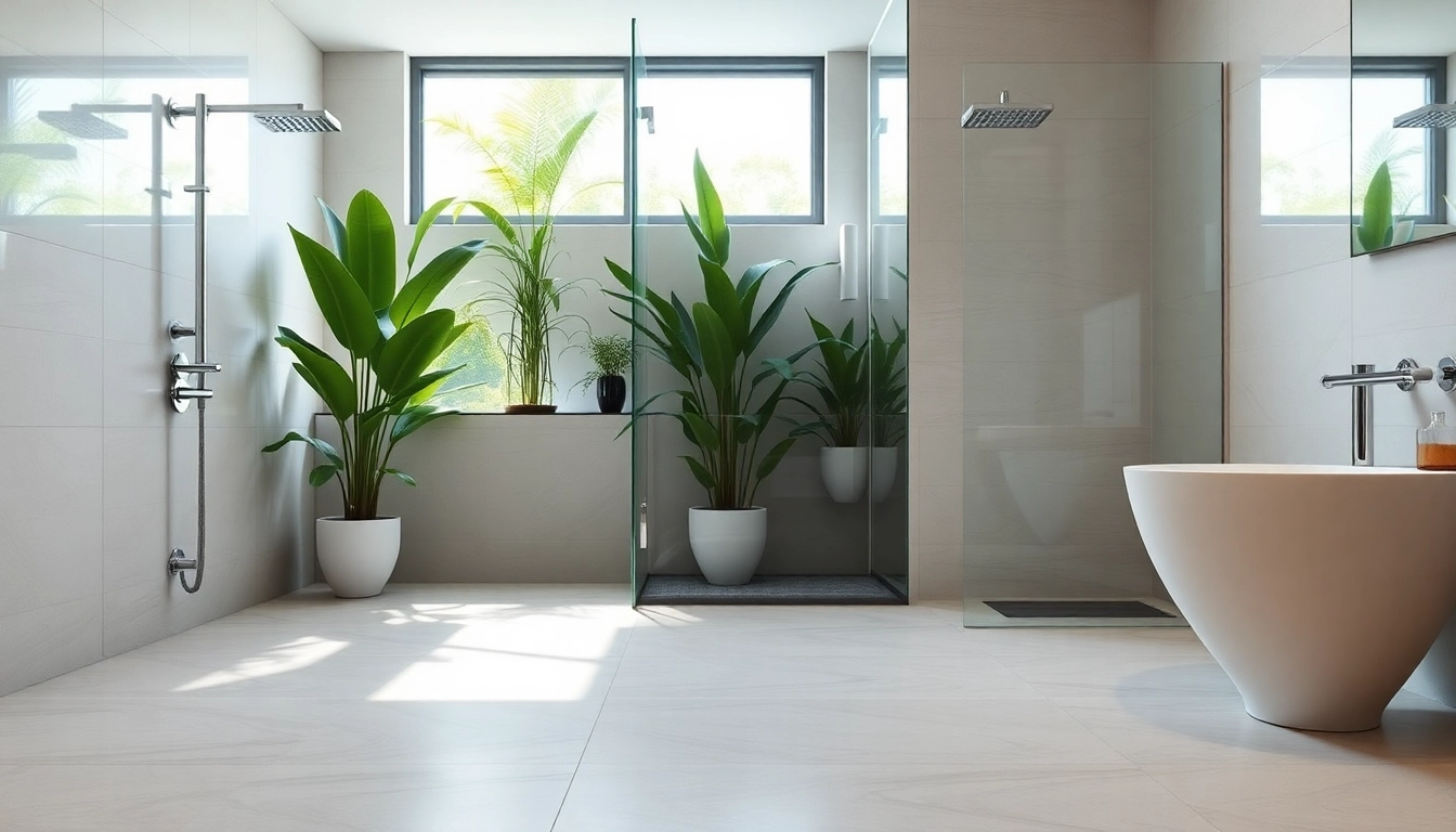 Transform your space with elegant showers featuring sleek designs and vibrant greenery.