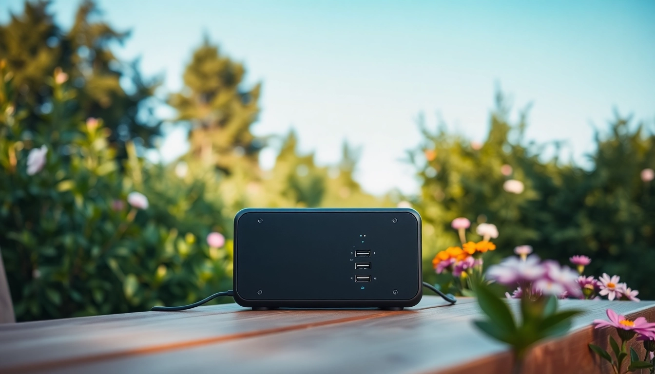 Showcasing EcoFlow power station amidst nature, emphasizing its design and charging versatility.
