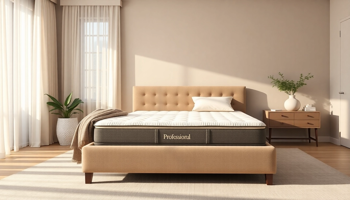 Showcasing a queen box spring in an elegantly designed bedroom with soft lighting and neutral tones.