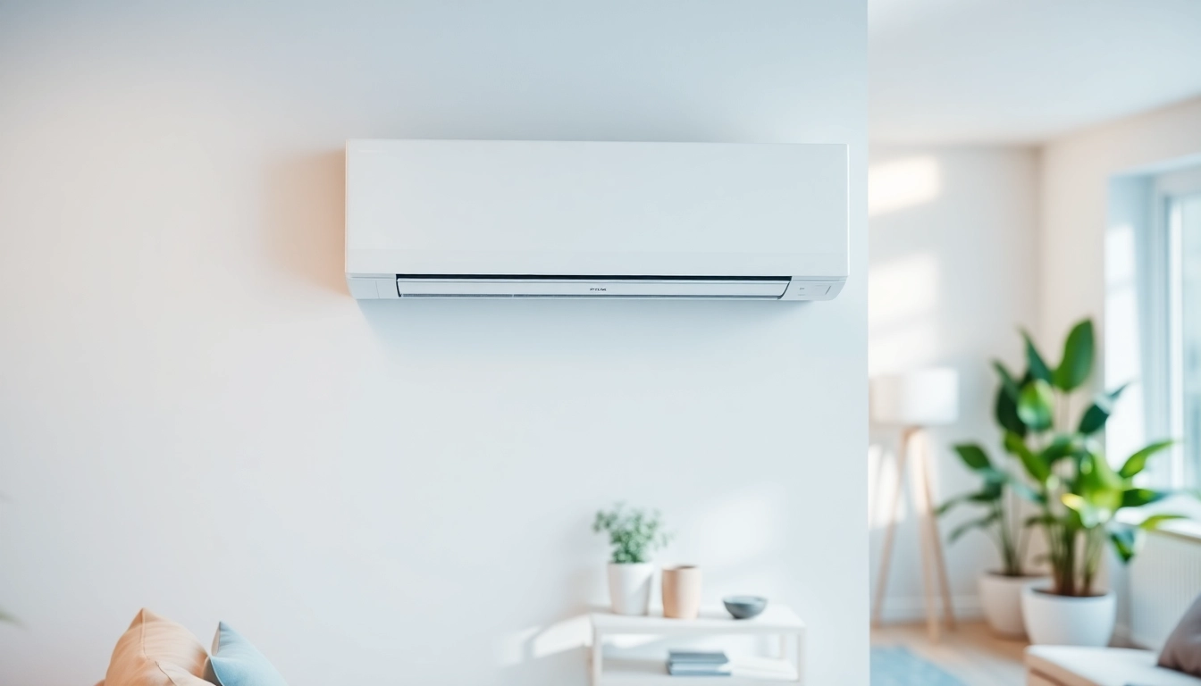 Install mini split ac unit in a modern living room, highlighting sleek efficiency and aesthetics.