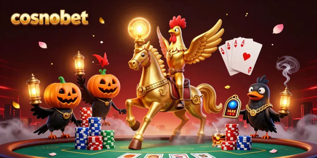 Experience thrilling gaming action at cosmobet with a vibrant casino scene featuring animated characters.