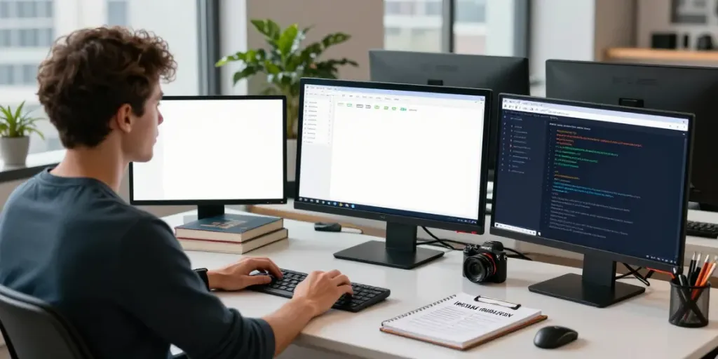 SEO expert optimizing content for instant indexing in a modern workspace.