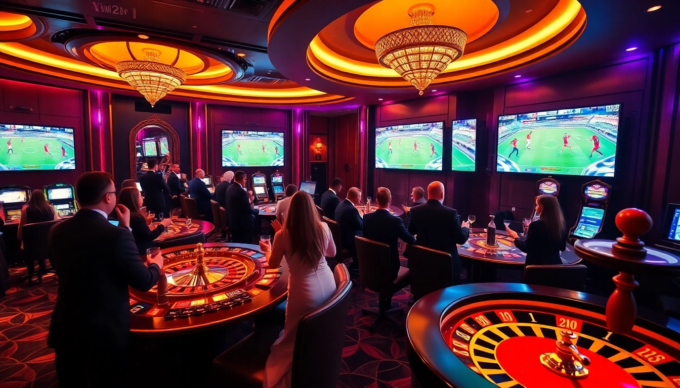 CakhiaTV players engaging in thrilling sports betting action with vibrant screens displaying live football matches.
