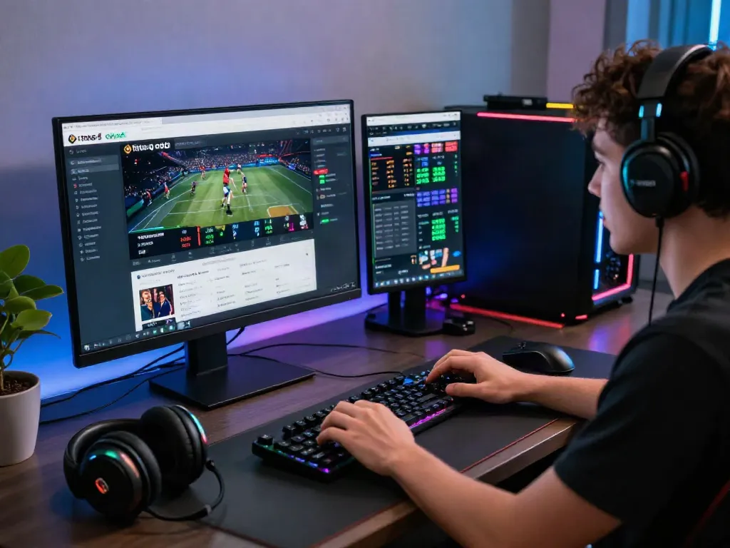 Enthusiastic user engaging with trang chủ oxbet platform in a vibrant digital gaming environment.