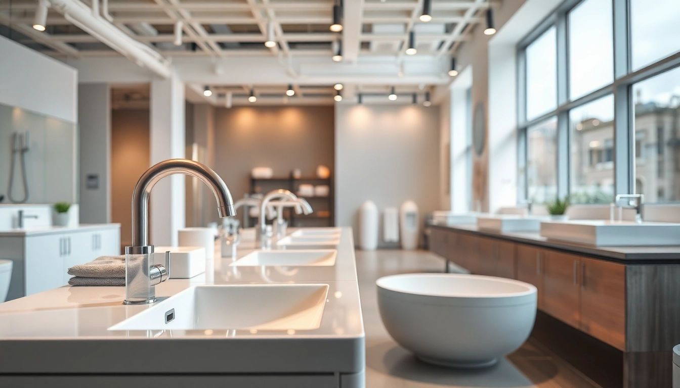 Präsentation von sonni sanitär Produkten in einem modernen Badezimmer mit eleganten Designs.