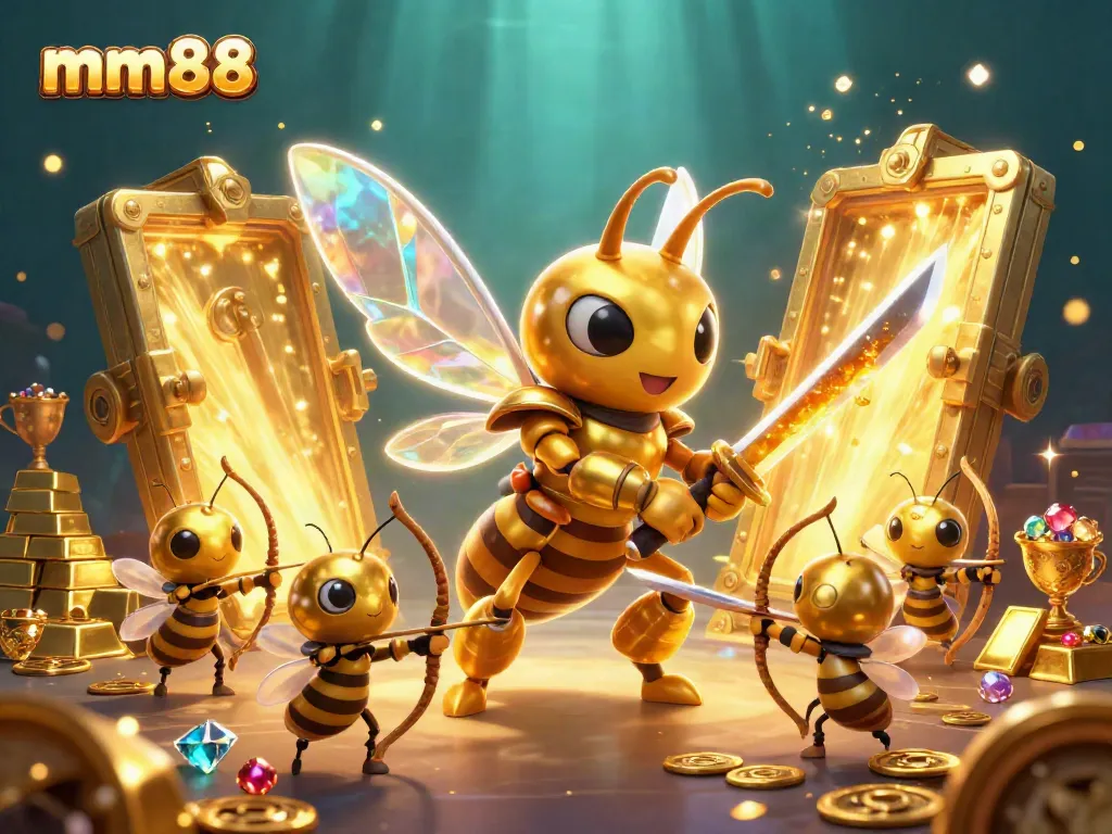 Engage in exciting gameplay with mm88 in a vibrant, 3D casino illustration.