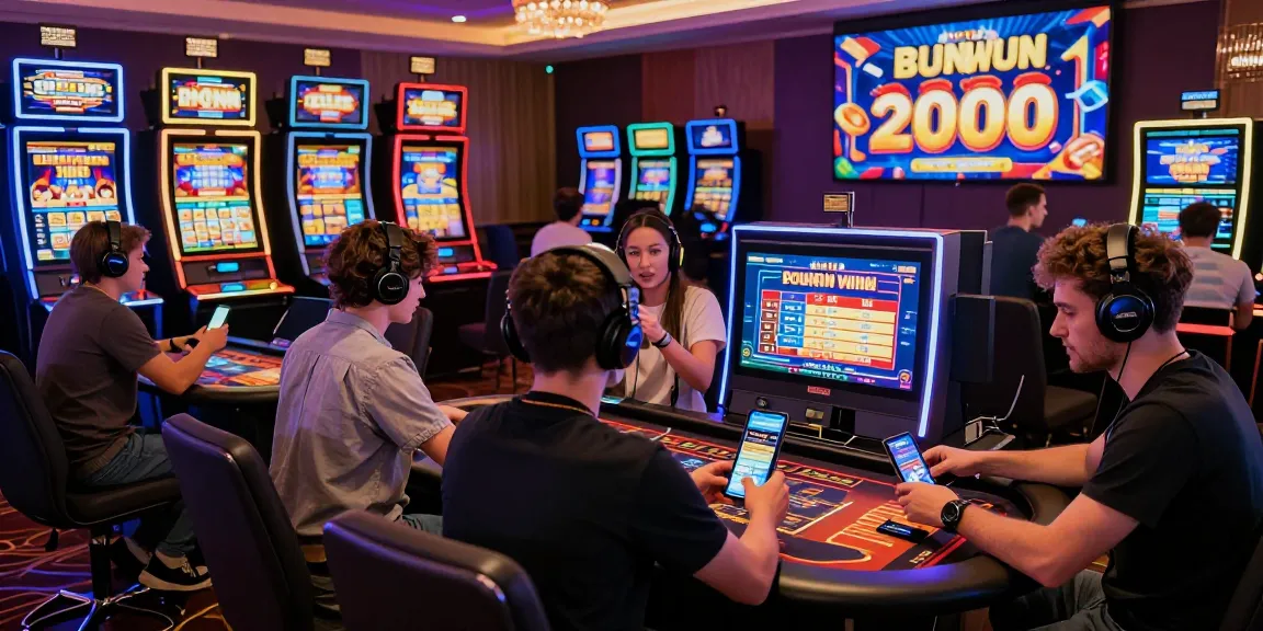 Diverse players enjoying various games at a non UK casino, showcasing vibrant colors, excitement, and high-tech gaming elements.