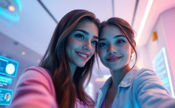 AI girlfriend chatting in a warm, inviting digital environment with a user