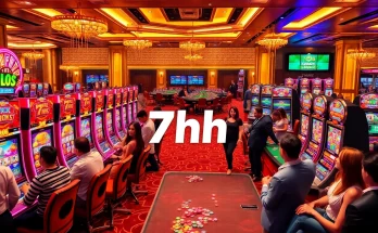 Players enjoying the thrilling atmosphere of 7hh casino with vibrant slot machines.