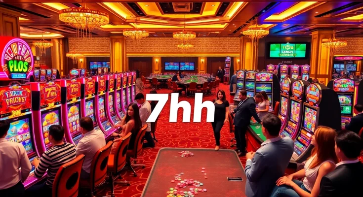 Players enjoying the thrilling atmosphere of 7hh casino with vibrant slot machines.