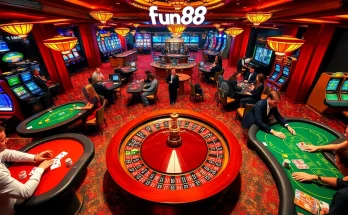 Experience the thrill of gambling at Fun88's luxurious casino with vibrant tables and exciting games.
