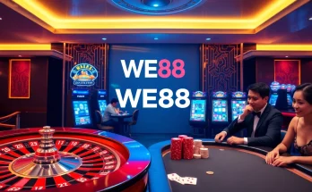Engaging players at WE88 casino with vibrant slots and a roulette wheel.
