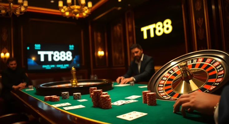 Experience thrilling moments at TT88 casino with poker games and roulette action.
