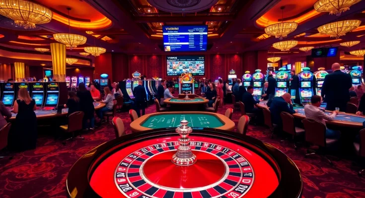 Playing at VIPWIN's vibrant roulette table amidst a luxurious casino atmosphere.