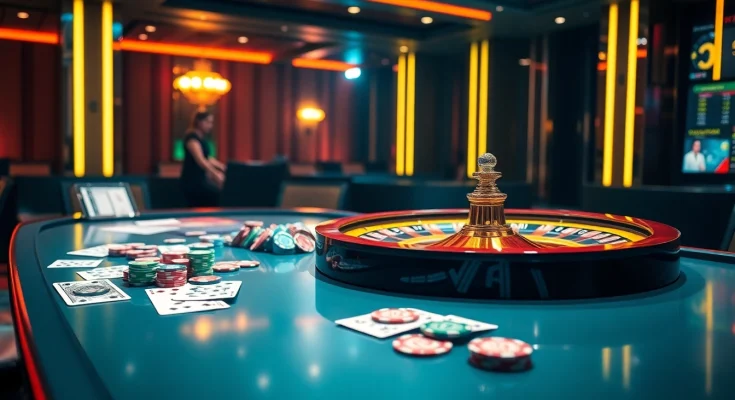 rr88 displays an exciting roulette scene with vibrant chips and cards for online gambling enthusiasts.