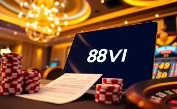 888VI's dynamic online gambling scene featuring poker chips and a roulette wheel.