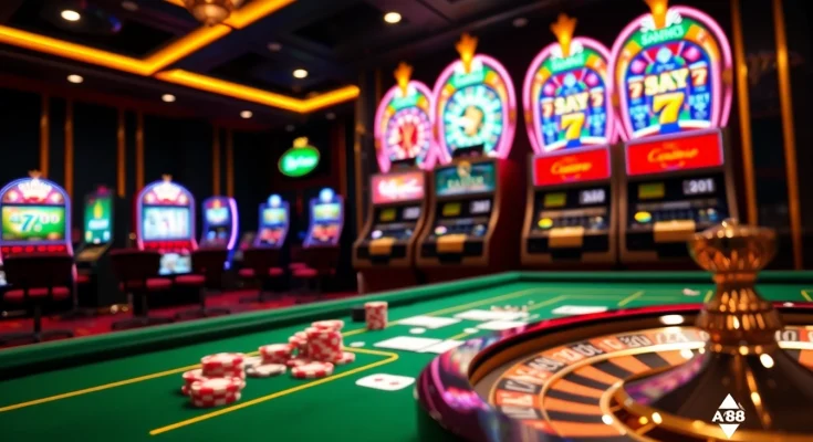 High-stakes action at AX88 casino table with vibrant poker chips and cards.