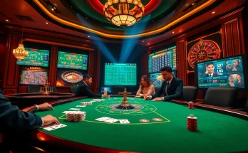 Experience the thrill of gambling at https://13win-asia.com/ with a vibrant casino scene and a poker table.