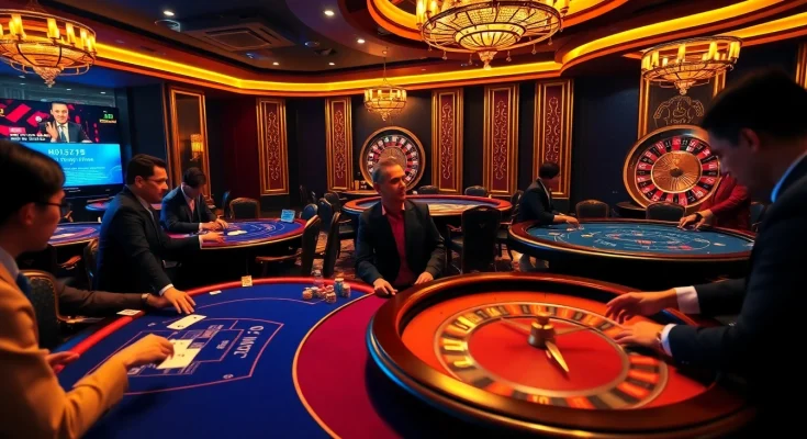 Experience the thrill of 98win trang chủ with vibrant casino tables and energized players.