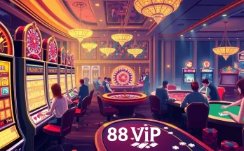 Players enjoying high-stakes games and slot machines at 68VIP's luxurious casino environment.