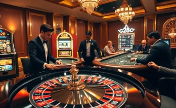 G28 casino scene with roulette tables and vibrant gaming action