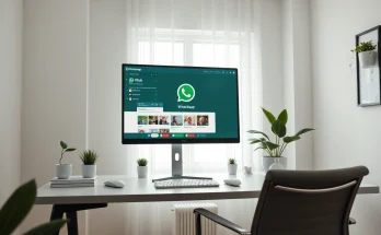 在一台时尚的电脑上展示 whatsapp网页版在线登录 的高效工作区。