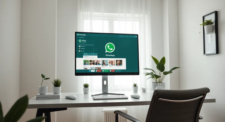 在一台时尚的电脑上展示 whatsapp网页版在线登录 的高效工作区。