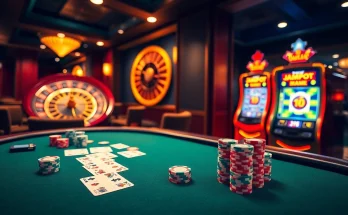 Experience the thrill of winning at https://bem88.com with vibrant casino scenes featuring poker tables and roulette wheels.