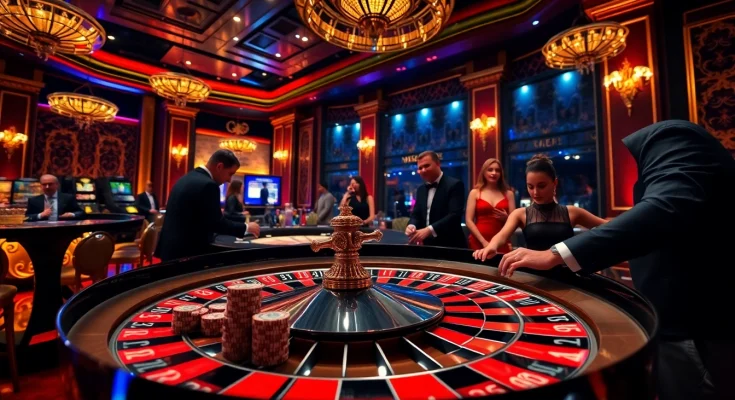G28 casino scene with players at a roulette table enjoying a thrilling gambling experience.