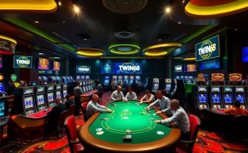 Experience TWIN68 in a vibrant casino scene with poker tables and slot machines.