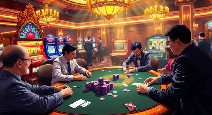 Gamble strategically at https://jun88.pizza/ with an exciting casino environment showcasing poker and roulette.