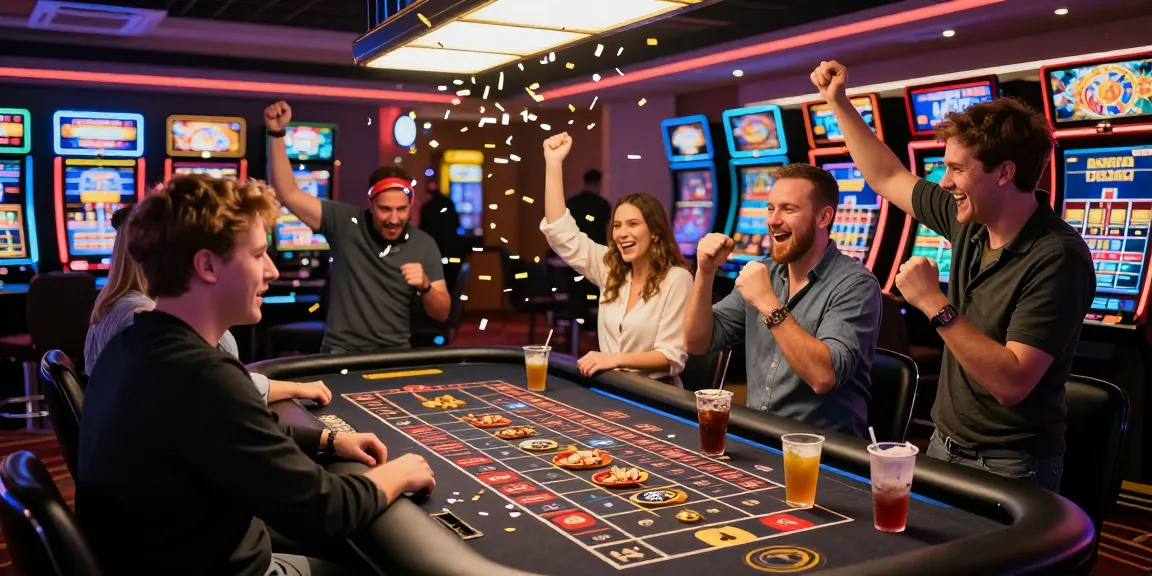 British players enjoying casino games at vibrant non UK casinos found at https://sssk.org.uk, celebrating wins with excitement.